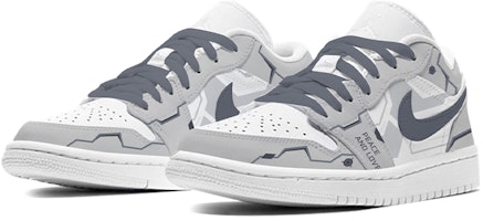 【定制球鞋】 Jordan Air Jordan 1 Low 風活動 噴繪 機械戰甲 低幫 復古籃球鞋 女款 黑白灰 Lookbook 【定制球鞋】 Jordan Air Jordan 1 Low 風活動 噴繪 機械戰甲 低幫 復古籃球鞋 女款 黑白灰