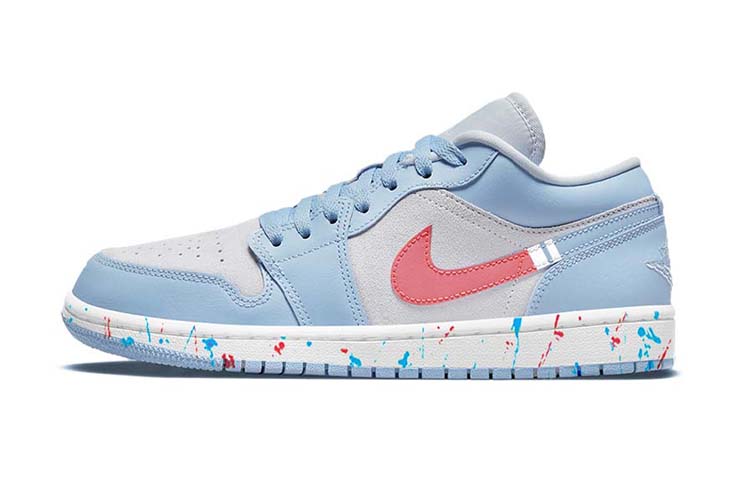 Buy (W) 【定制鞋款】白/蓝/红 “流体飞溅” Air Jordan 1 低帮版 DC0774-050(Team56-流体泼墨)