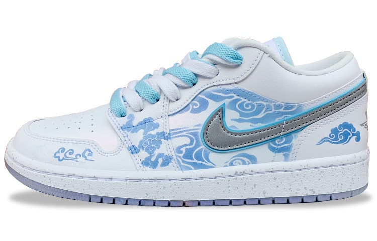 Lookbook (W) [Sepatu Custom] Air Jordan 1 Low SE 'Dare To Fly Putih Silver' FB1874-101(Team21-女款祥云光变)