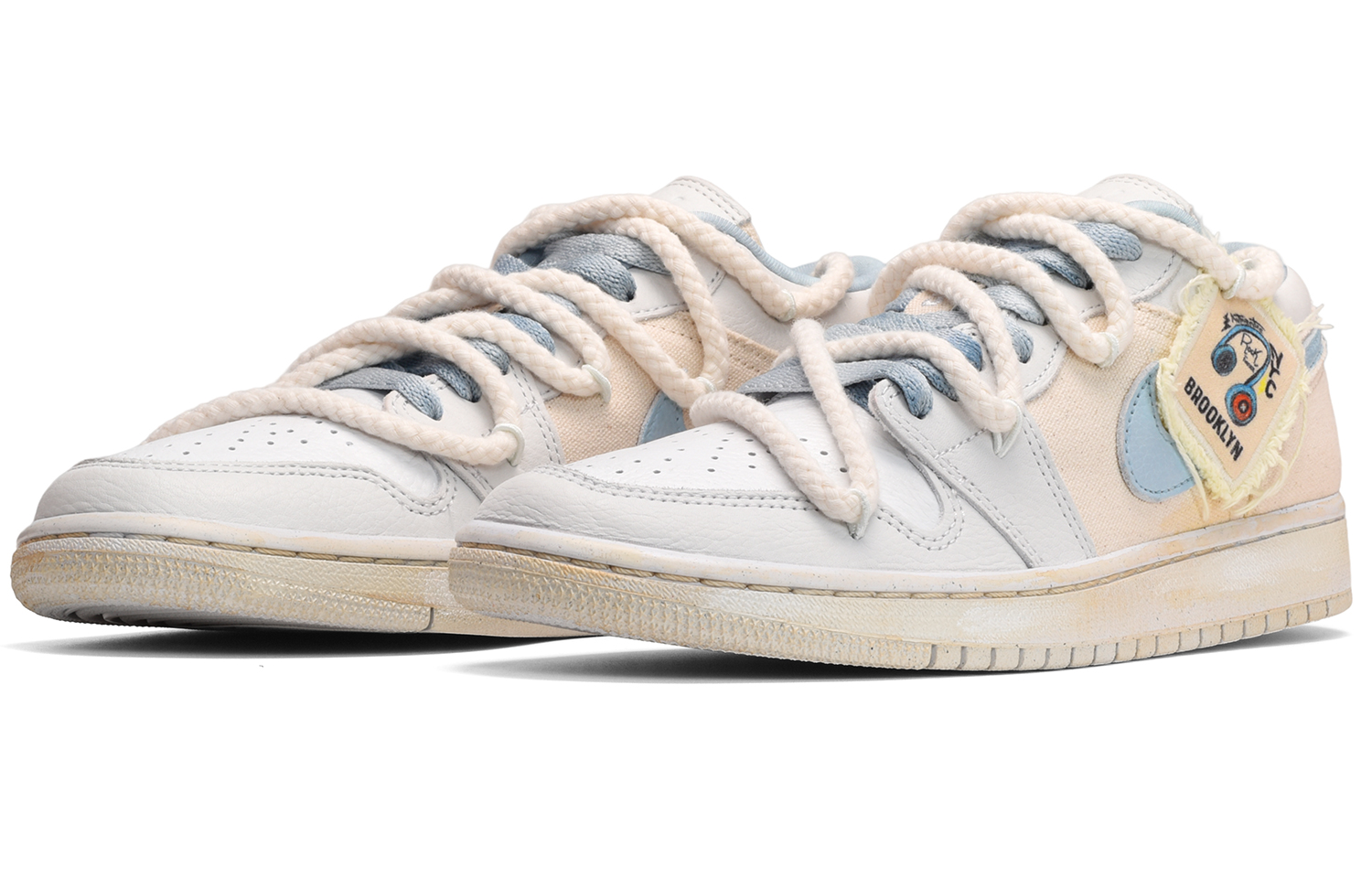 Lookbook (W) Zapatillas Personalizadas Air Jordan 1 Low SE "Menta y Gris" DQ4151-500(TeamE-女款毛边布贴蓝灰)