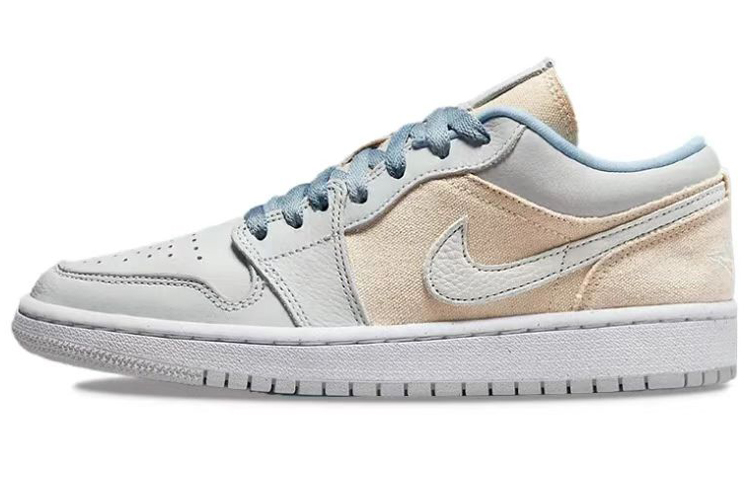 Sizing (W) Zapatillas Personalizadas Air Jordan 1 Low SE "Menta y Gris" DQ4151-500(TeamE-女款毛边布贴蓝灰)