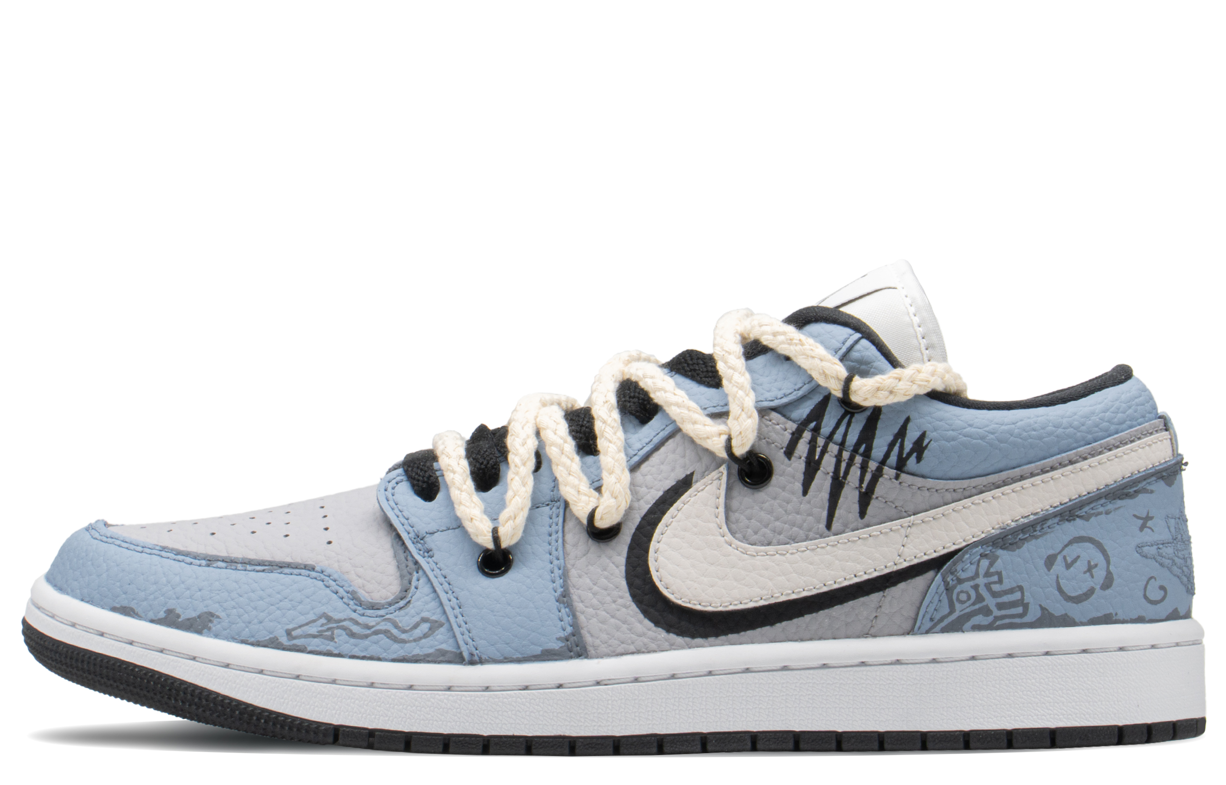 Order (W) 에어 조던 1 로우 '블루그레이 사운드웨이브 그래피티' (커스텀) DR0502-101(TeamA-AJL蓝灰音波S-BOX)