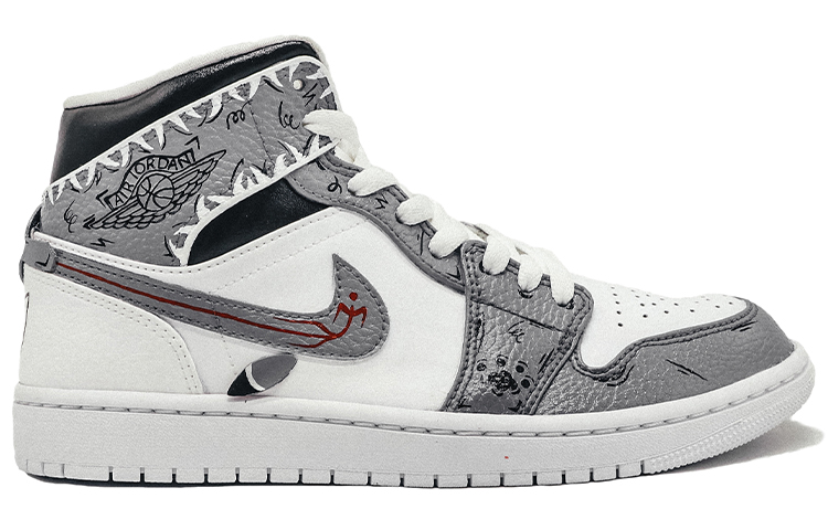 Lookbook 【定制球鞋】 Jordan Air Jordan 1 Mid 2020款 原創小鯊魚限定 達文西定制 中幫 籃球鞋 女款 純白