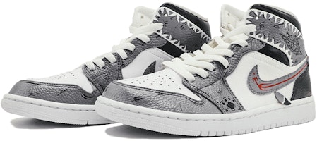 【定制球鞋】 Jordan Air Jordan 1 Mid 2020款 原創小鯊魚限定 達文西定制 中幫 籃球鞋 女款 純白 Shop 【定制球鞋】 Jordan Air Jordan 1 Mid 2020款 原創小鯊魚限定 達文西定制 中幫 籃球鞋 女款 純白