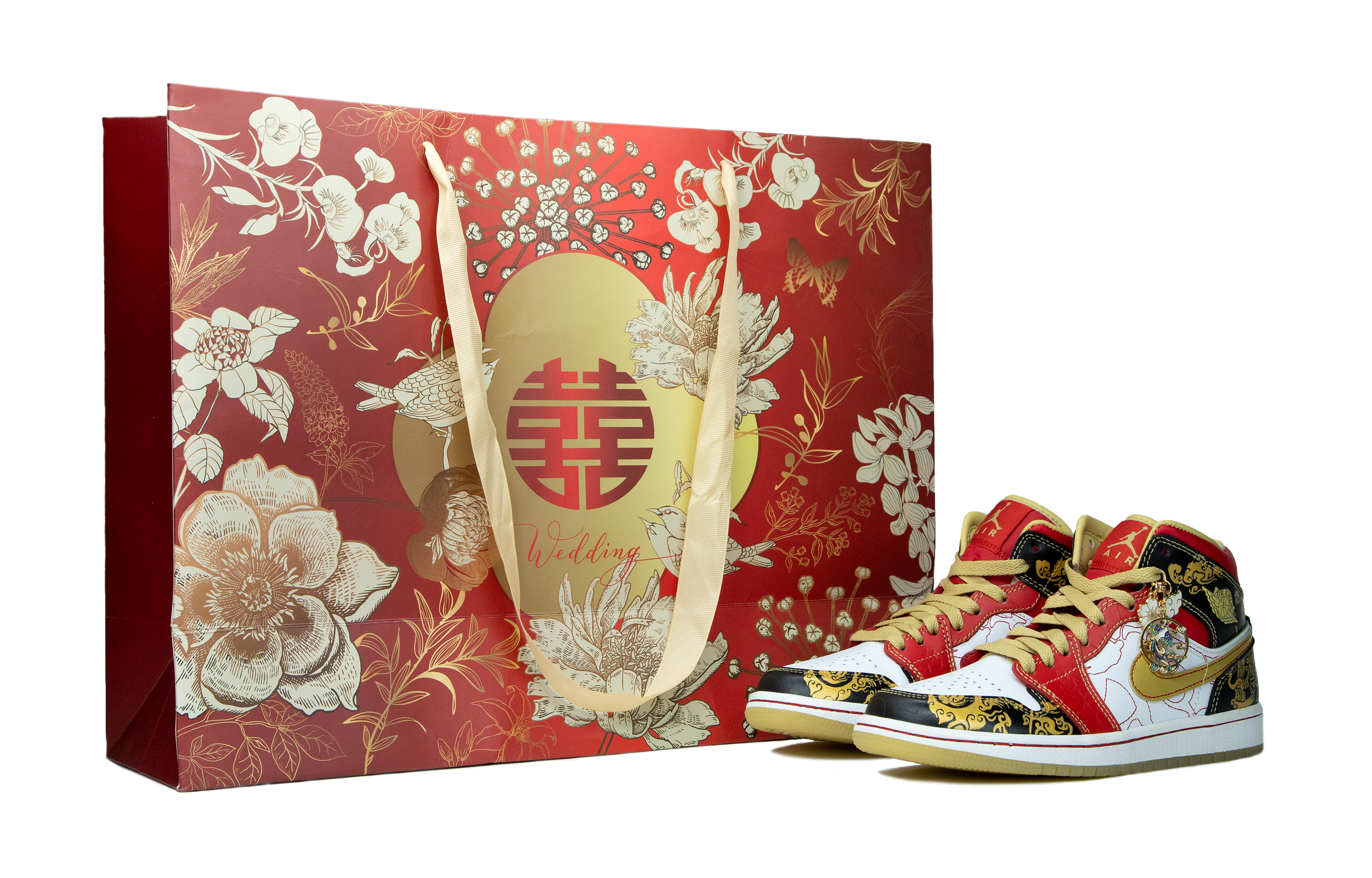 Buy (W) [Sepatu Kustom] Air Jordan 1 Mid 2022 'Good Fortune' DV0576-176(Team42-良缘女款红金S-BOX)