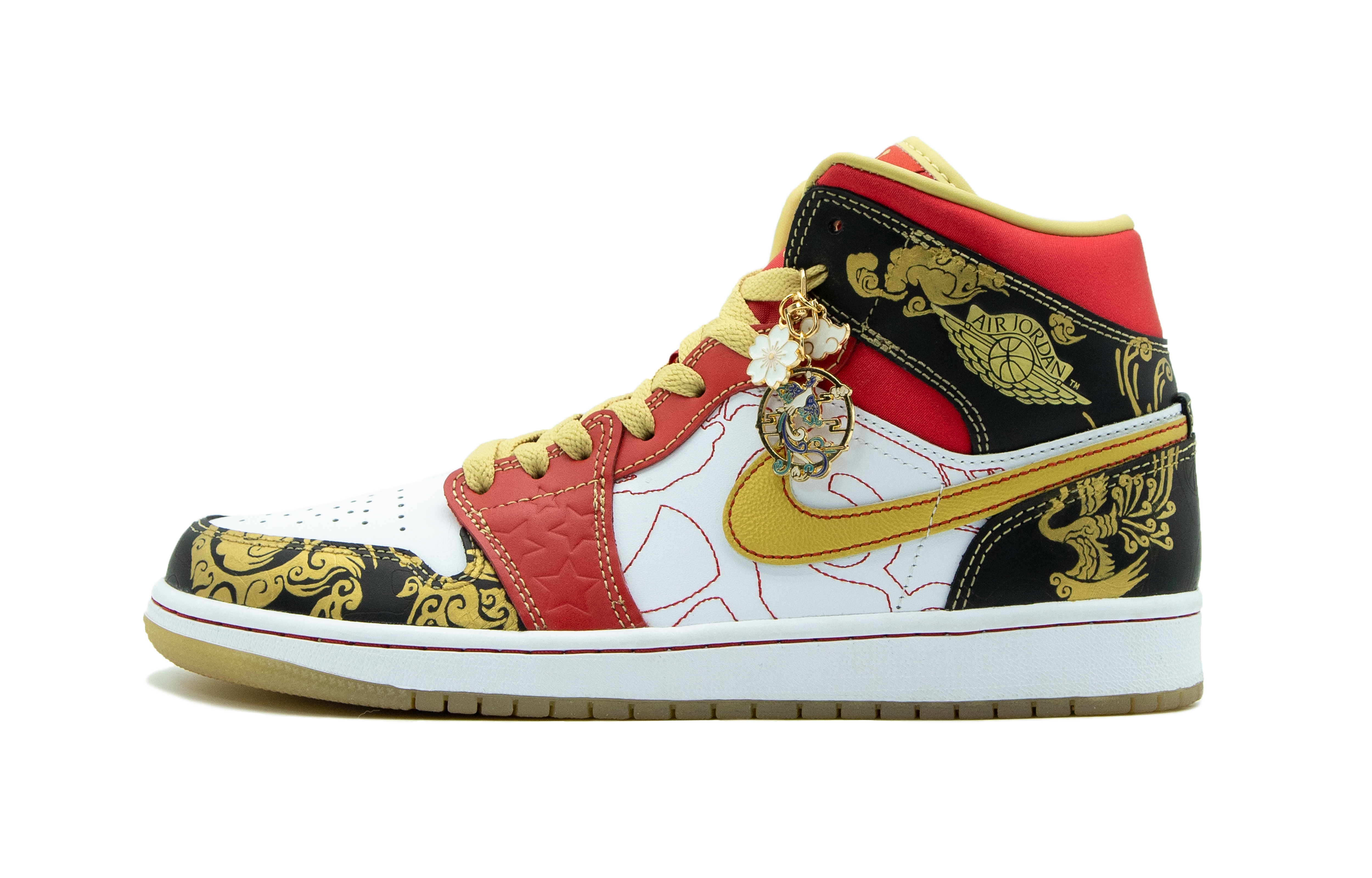 Order (W) [Sepatu Kustom] Air Jordan 1 Mid 2022 'Good Fortune' DV0576-176(Team42-良缘女款红金S-BOX)