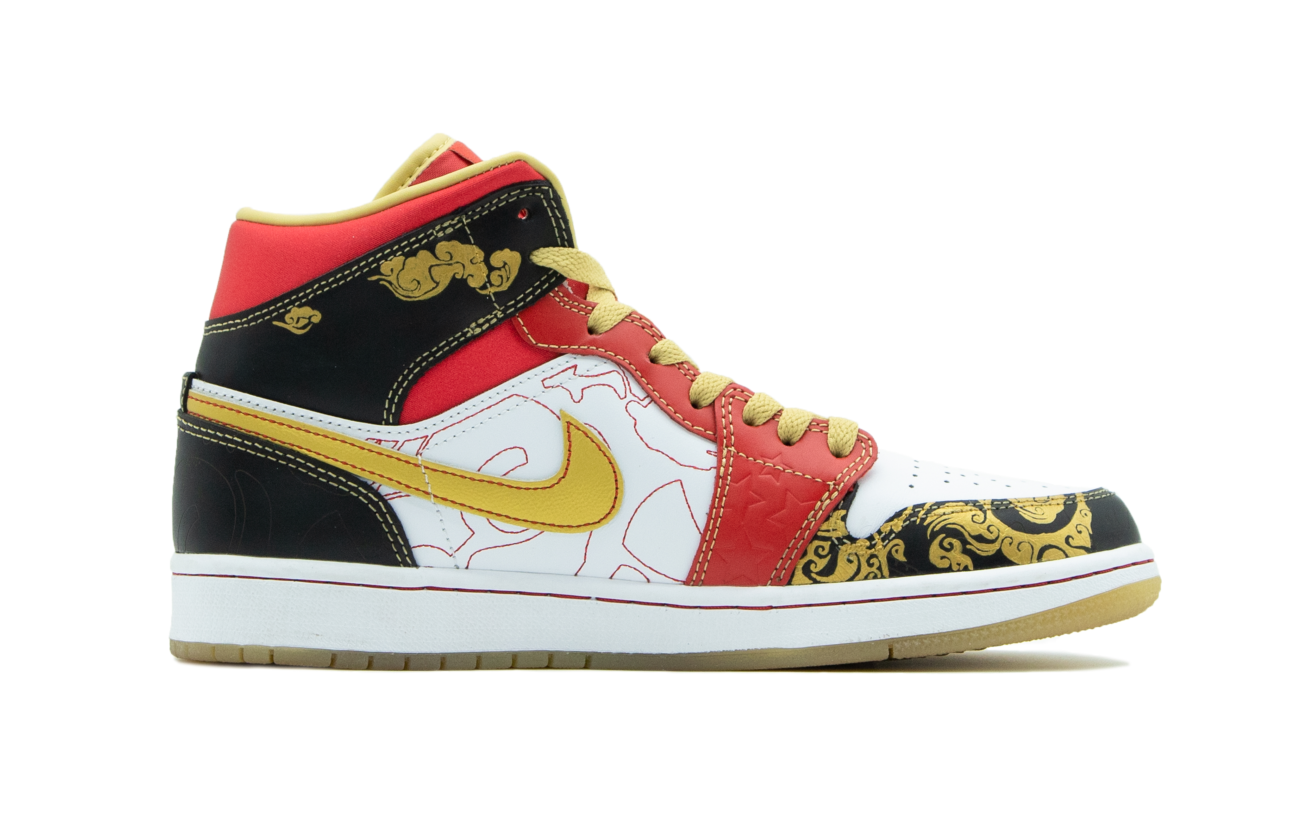 Lookbook (W) [Sepatu Kustom] Air Jordan 1 Mid 2022 'Good Fortune' DV0576-176(Team42-良缘女款红金S-BOX)