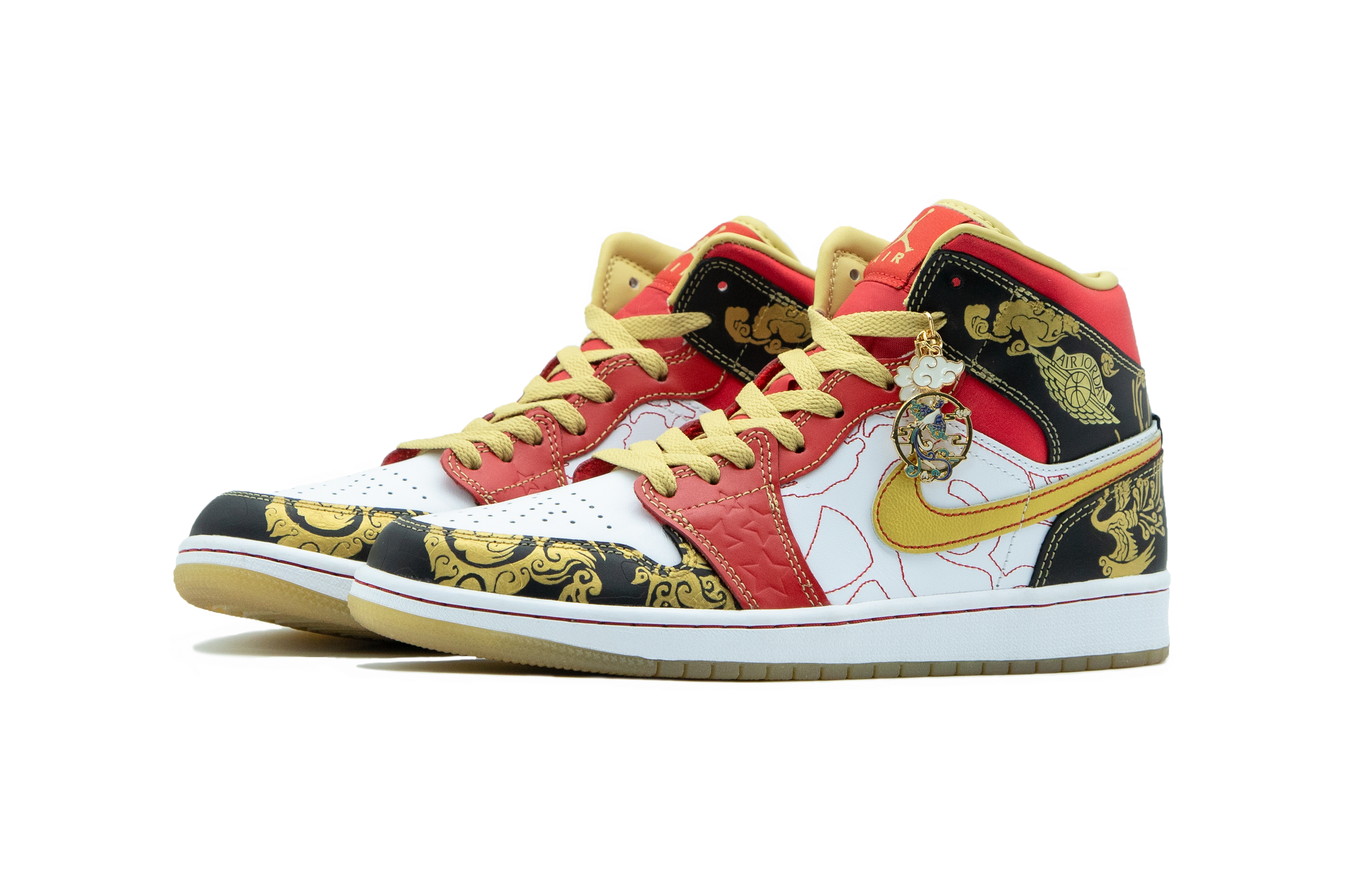 Shop (W) [Sepatu Kustom] Air Jordan 1 Mid 2022 'Good Fortune' DV0576-176(Team42-良缘女款红金S-BOX)