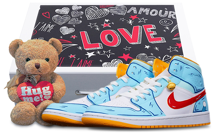 [Custom Shoes] (W) Jordan 1 Mid 'Anime Christmas Blue White Red'