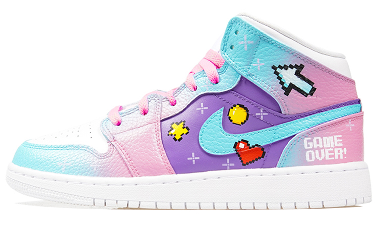 Buy (W) [カスタムシューズ] (女性用) エアジョーダン1 ミッド 'アーケードソナグラデーション' 554725-130(Team-P-女款-棉花糖配色)