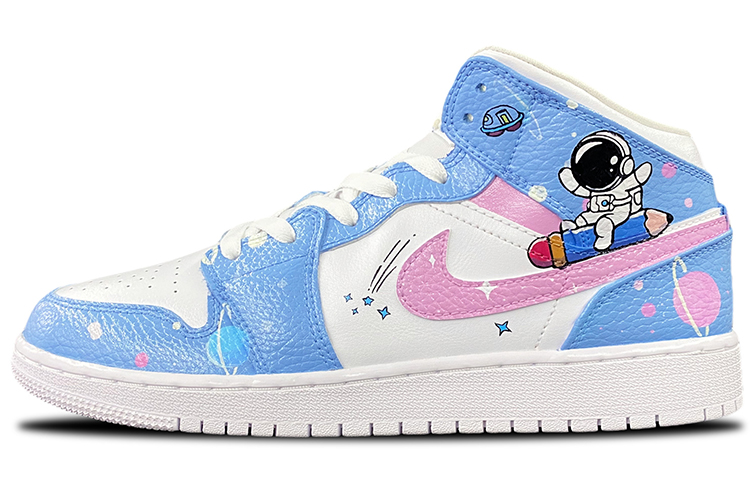 Buy (W) [カスタムシューズ] (女性用) エアジョーダン 1 ミッド 'アストロノートスペースロマンス' 554725-130（TeamT-环保女款宇航员白蓝）