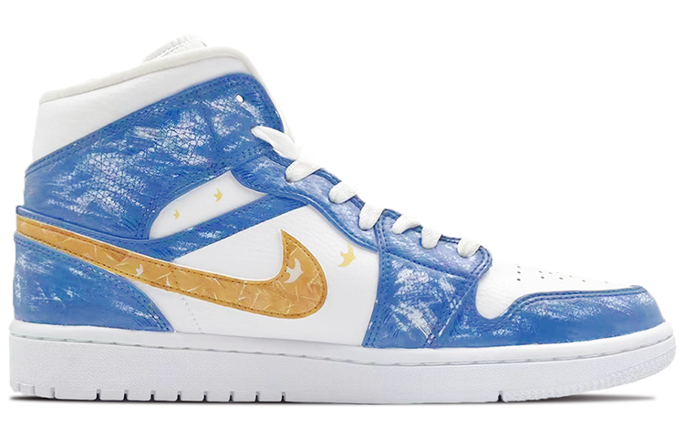 Order (W) 에어 조던 1 미드 "블루&화이트 그래피티 - 자유의 숨결" 554725-129(TeamE-女款环保主题自由呼吸)