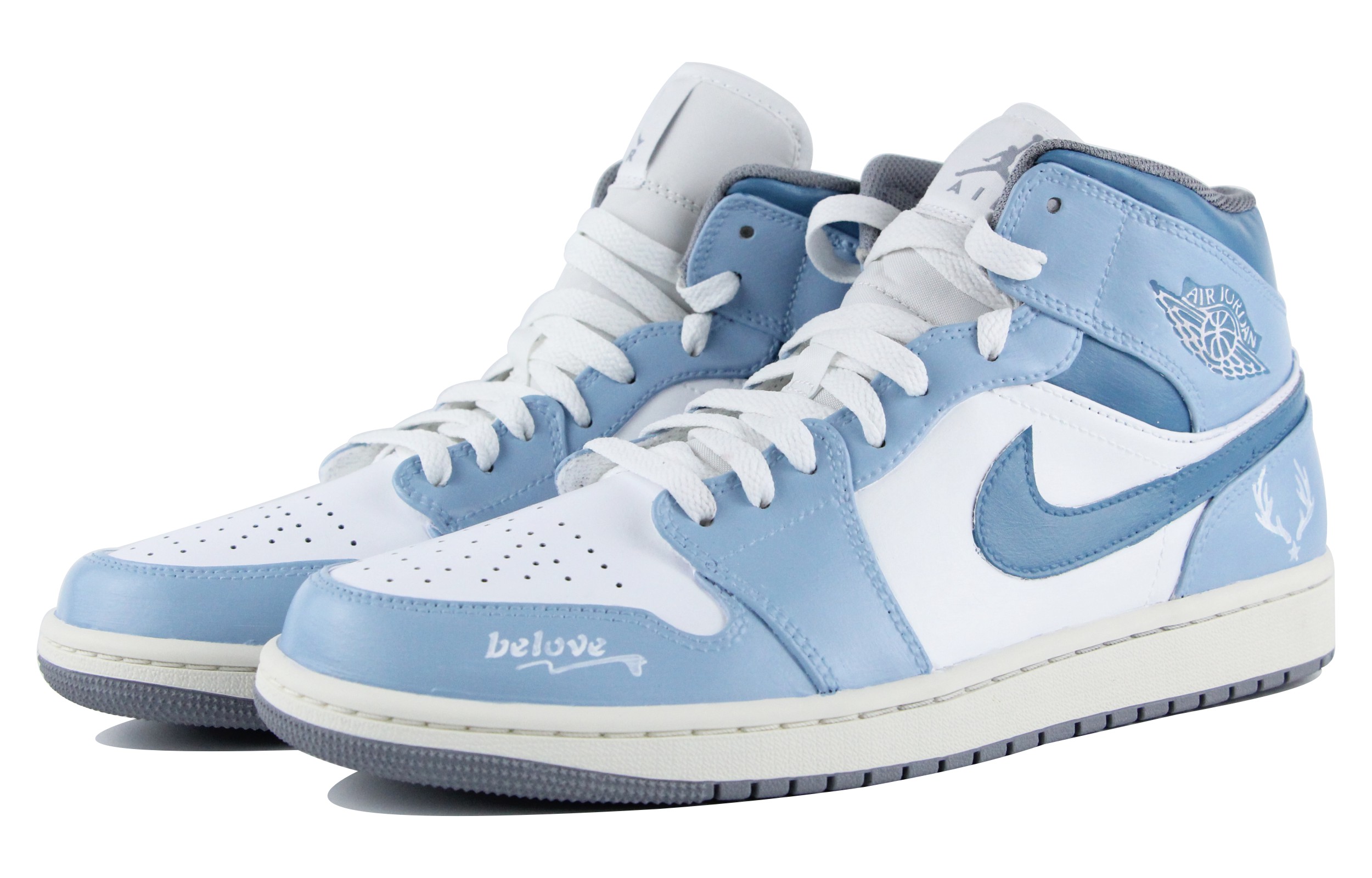 Lookbook (W) 에어 조던 1 미드 '블루 화이트' 커스텀 BQ6472-115(Team39-AMY30蓝白)