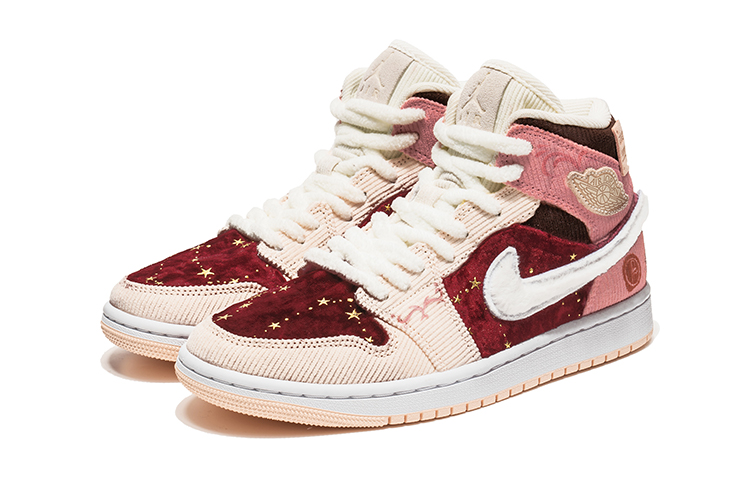 Shop (W) Zapatillas Air Jordan 1 Mid 'Terciopelo Borgoña Estrellado Pana' DA8009-108(TeamB-酒红满天星S-BOX)