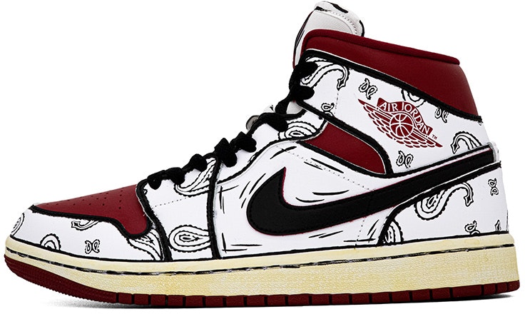 custom-shoes-women-air-jordan-1-mid-cashew-flower