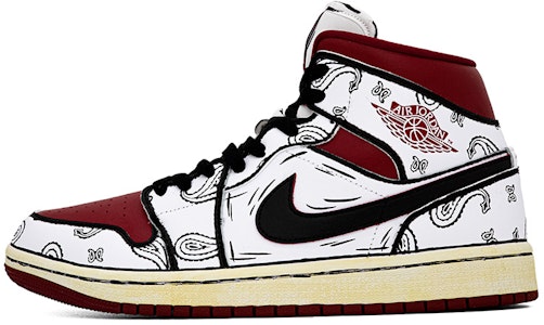(W) 【カスタムシューズ】(女性用) エアジョーダン1ミッド「カシューフラワー」 BQ6472-161(Team肆-女款腰果花喷绘) Buy (W) 【カスタムシューズ】(女性用) エアジョーダン1ミッド「カシューフラワー」 BQ6472-161(Team肆-女款腰果花喷绘)