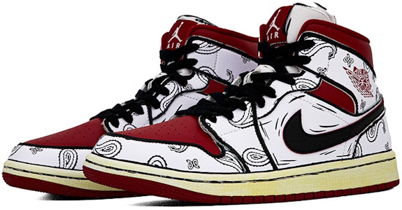 (W) 【カスタムシューズ】(女性用) エアジョーダン1ミッド「カシューフラワー」 BQ6472-161(Team肆-女款腰果花喷绘) Lookbook (W) 【カスタムシューズ】(女性用) エアジョーダン1ミッド「カシューフラワー」 BQ6472-161(Team肆-女款腰果花喷绘)