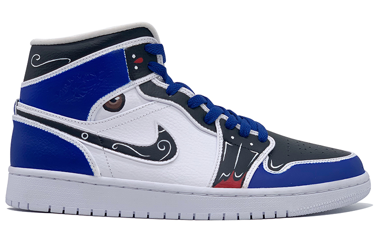 Order 【訂製球鞋】Jordan Air Jordan 1 Mid 中國風 鴛鴦臉譜 關公竇爾敦 中國風主題訂製 防滑耐磨 中幫 復古籃球鞋 女款 紅藍