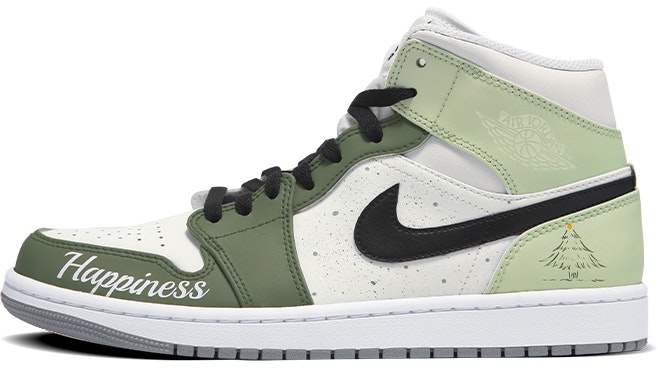 custom-shoes-women-air-jordan-1-mid-christmas-splatter-green
