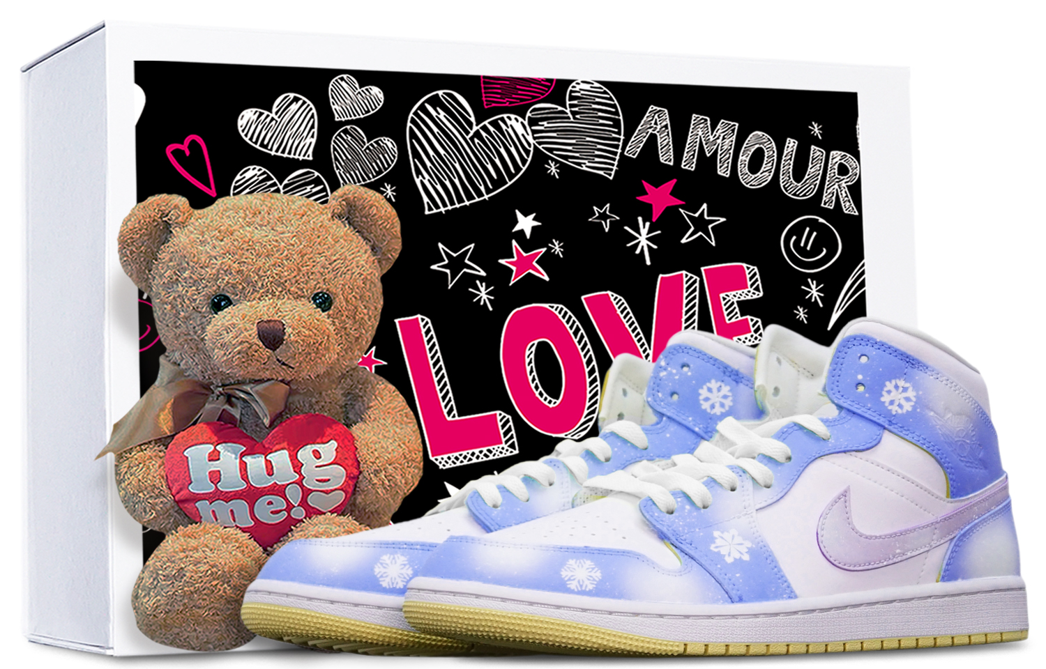 Buy (W) [定制鞋款] Air Jordan 1 Mid '圣诞雪花多巴胺紫罗兰' BQ6472-701-486845