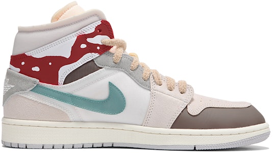 【定制球鞋】Jordan Air Jordan 1 Mid NO.205定制 聖誕節 格子 拼接解構 復古 中幫 復古籃球鞋 女款 米紅色 Order 【定制球鞋】Jordan Air Jordan 1 Mid NO.205定制 聖誕節 格子 拼接解構 復古 中幫 復古籃球鞋 女款 米紅色