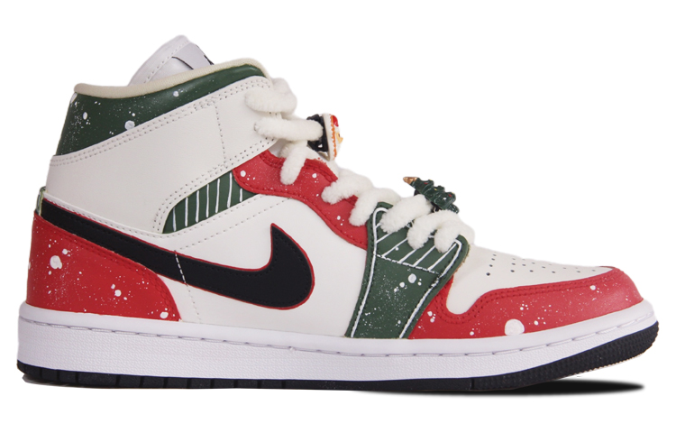 Order (W) [カスタムシューズ] (女性用) エアジョーダン1ミッド 'クリスマススノーイーナイトスプラッター' BQ6472-121(TeamJ-圣诞红绿泼墨男女款BOX)