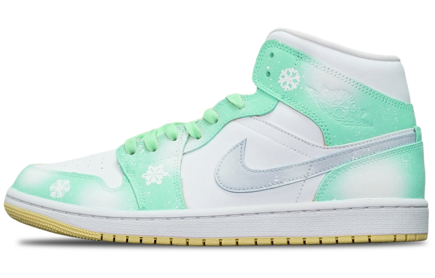 Order 【訂製球鞋】 Jordan Air Jordan 1 聖誕雪花 多巴胺 綠寶石 特殊鞋盒 附小熊 舒適百搭 中筒 復古籃球鞋 女款 綠
