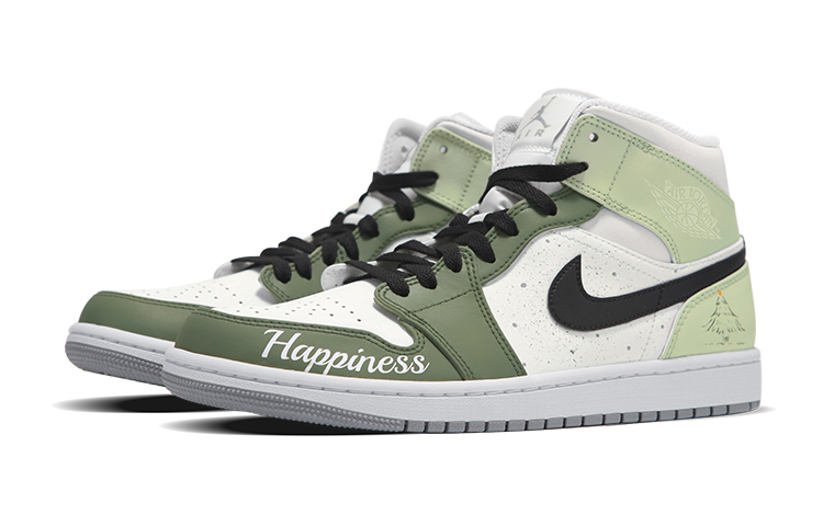 Lookbook (W) [カスタムシューズ] (女性用) エアジョーダン1 ミッド 'クリスマススプラッターグリーン' BQ6472-115(Team24-女款圣诞树)