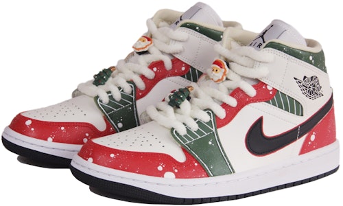 (W) 에어 조던 1 미드 '크리스마스 눈꽃' (Air Jordan 1 Mid 'Christmas Snow') BQ6472-121(TeamJ-圣诞红绿泼墨男女款BOX) Lookbook (W) 에어 조던 1 미드 '크리스마스 눈꽃' (Air Jordan 1 Mid 'Christmas Snow') BQ6472-121(TeamJ-圣诞红绿泼墨男女款BOX)
