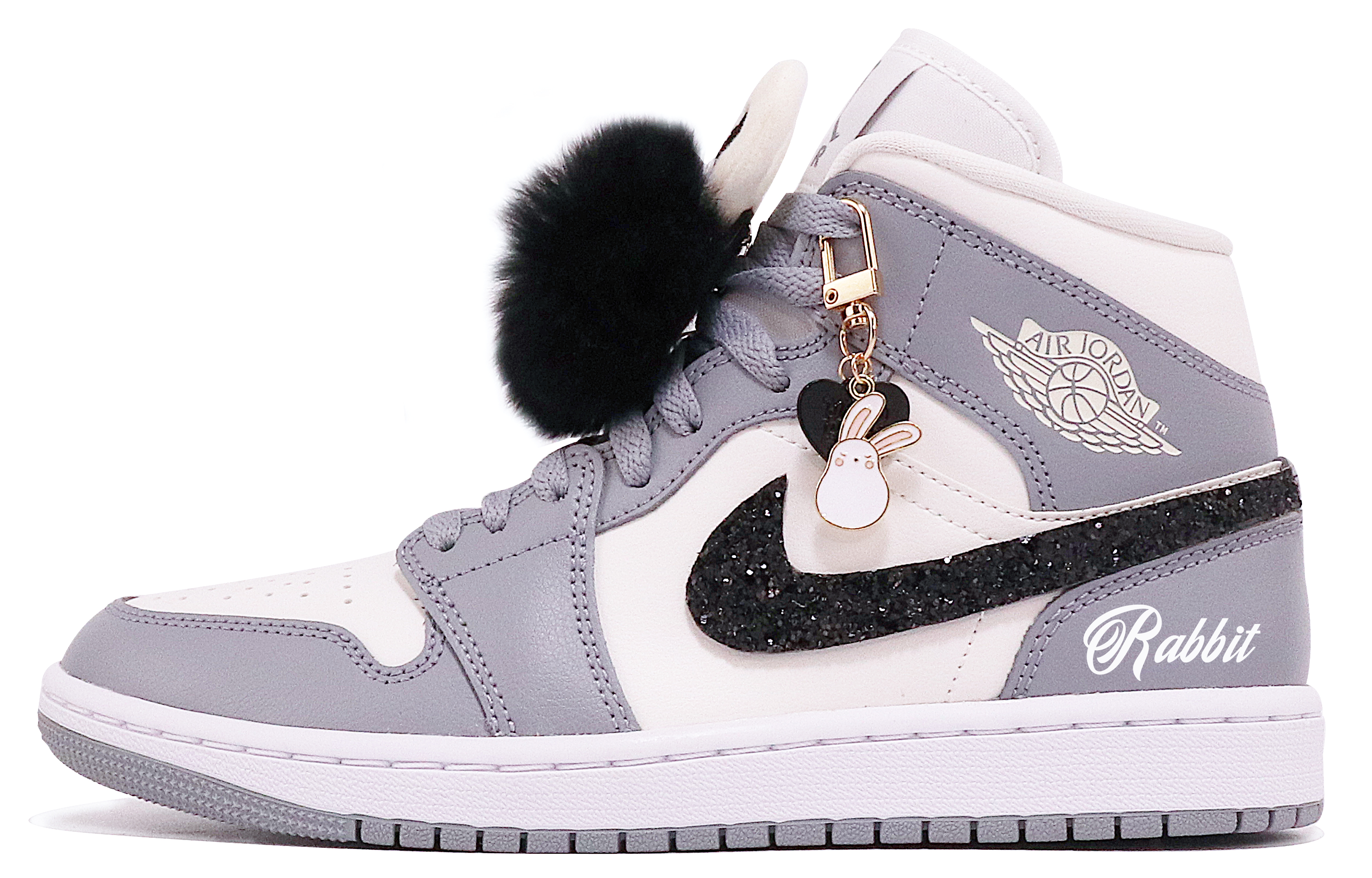 Buy (W) Jordan 1 Mid "Año Nuevo Chino" Gris/Blanco/Negro BQ6472-115(TeamTen-女款黑兔灰S-BOX)