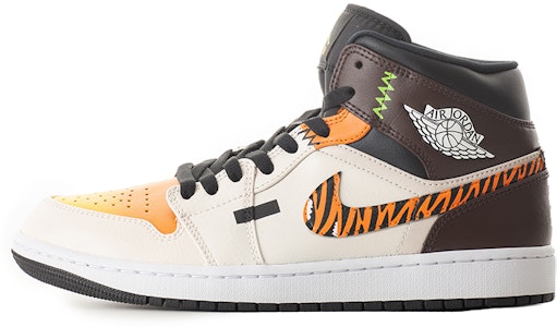 【定製球鞋】Air Jordan 1 Mid 虎年限定 CNY 國風禮盒 虎紋 輕奢滿印 Vibe解構縫線 Vibe做舊 中幫 復古籃球鞋 女款 摩卡棕米色 Order 【定製球鞋】Air Jordan 1 Mid 虎年限定 CNY 國風禮盒 虎紋 輕奢滿印 Vibe解構縫線 Vibe做舊 中幫 復古籃球鞋 女款 摩卡棕米色