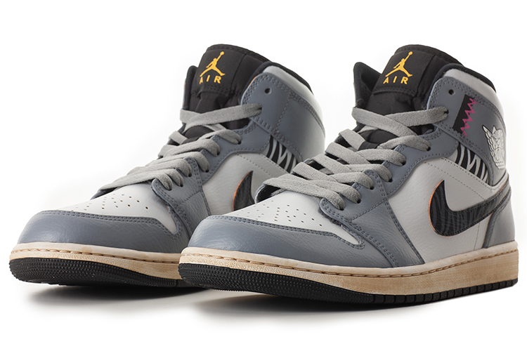 Shop (W) 에어 조던 1 미드 '설호랑이' (커스텀) 554725-170(TeamA-AJ1女虎年虎纹做旧灰)