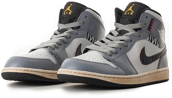 【定制球鞋】Air Jordan 1 Mid 虎年限定 CNY 國風禮盒 虎紋 輕奢滿印 Vibe解構縫線 Vibe做舊 中幫 復古籃球鞋 女款 黑白灰 Shop 【定制球鞋】Air Jordan 1 Mid 虎年限定 CNY 國風禮盒 虎紋 輕奢滿印 Vibe解構縫線 Vibe做舊 中幫 復古籃球鞋 女款 黑白灰
