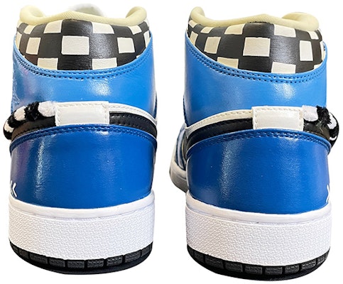 【定製球鞋】Air Jordan 1 Mid "Coconut Milk" 機能格紋 扭扭棒 螢光勾邊 百搭 情侶款 手繪塗鴉 中幫 復古籃球鞋 女款 藍黑 Shop 【定製球鞋】Air Jordan 1 Mid "Coconut Milk" 機能格紋 扭扭棒 螢光勾邊 百搭 情侶款 手繪塗鴉 中幫 復古籃球鞋 女款 藍黑