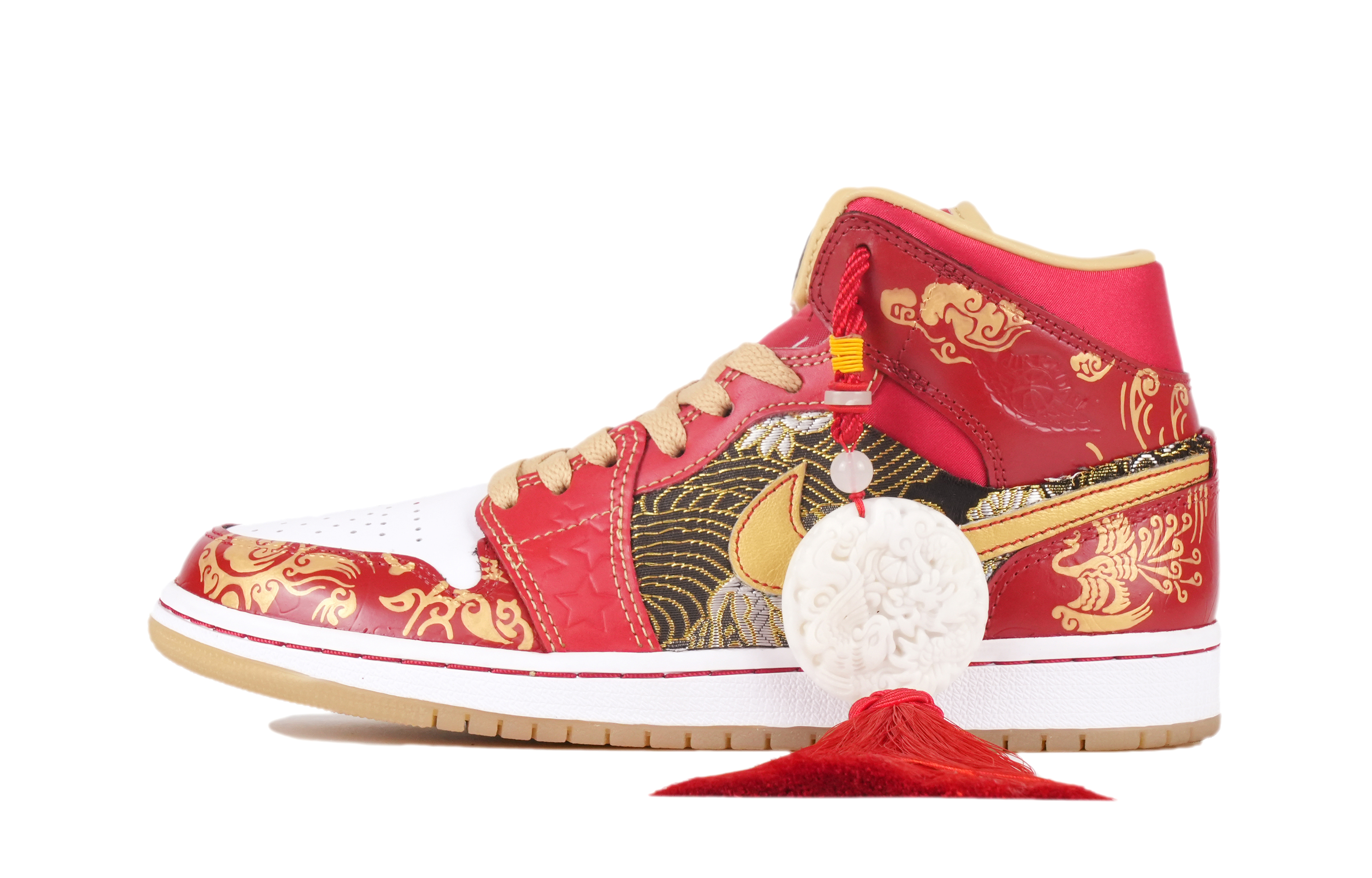 Buy (W) Zapatillas Personalizadas Air Jordan 1 Mid 'Boda Rojo Dorado' DV0576-176(Team42-承约女款红金S-BOX)