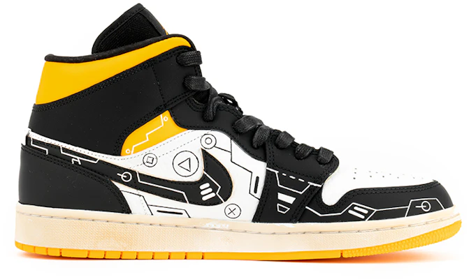 (W) Zapatillas Personalizadas Air Jordan 1 Mid 'Cyber Crane PS5 Vibe' CV5276-107(TeamB-男女款黑黄电玩vibe) Order (W) Zapatillas Personalizadas Air Jordan 1 Mid 'Cyber Crane PS5 Vibe' CV5276-107(TeamB-男女款黑黄电玩vibe)