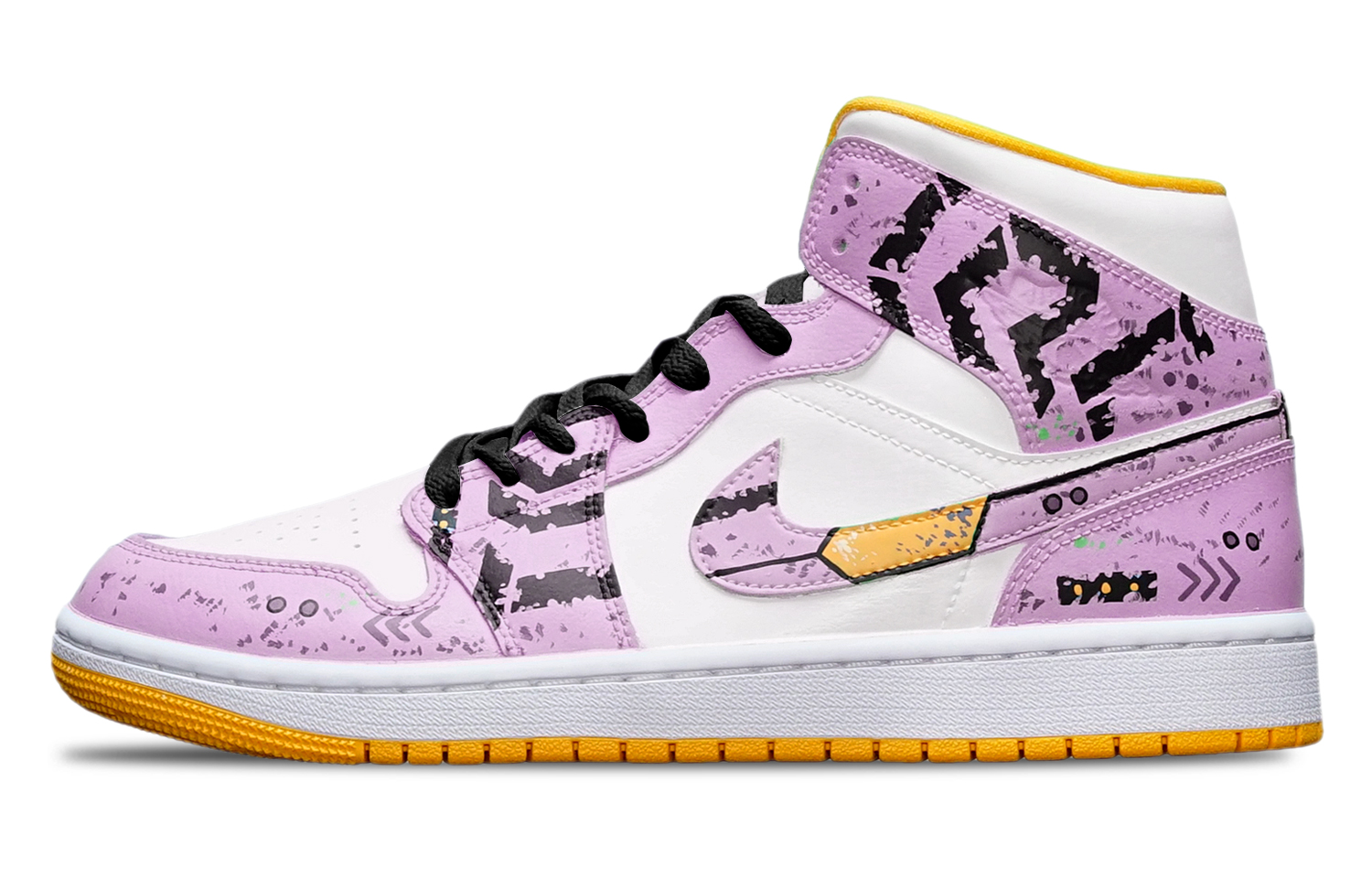 Buy (W) [Sepatu Custom] Air Jordan 1 Mid 'Cyberpunk Gundam Ungu Merah Putih' BQ6472-117(TeamT-战损III紫红S-BOX)