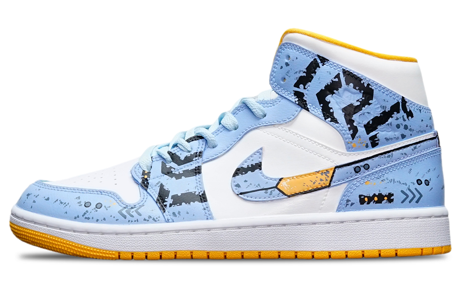 Buy (W) Zapatillas Air Jordan 1 Mid 'Cyberpunk Gundam Azul Niebla' BQ6472-117(TeamT-战损III蓝白S-BOX)