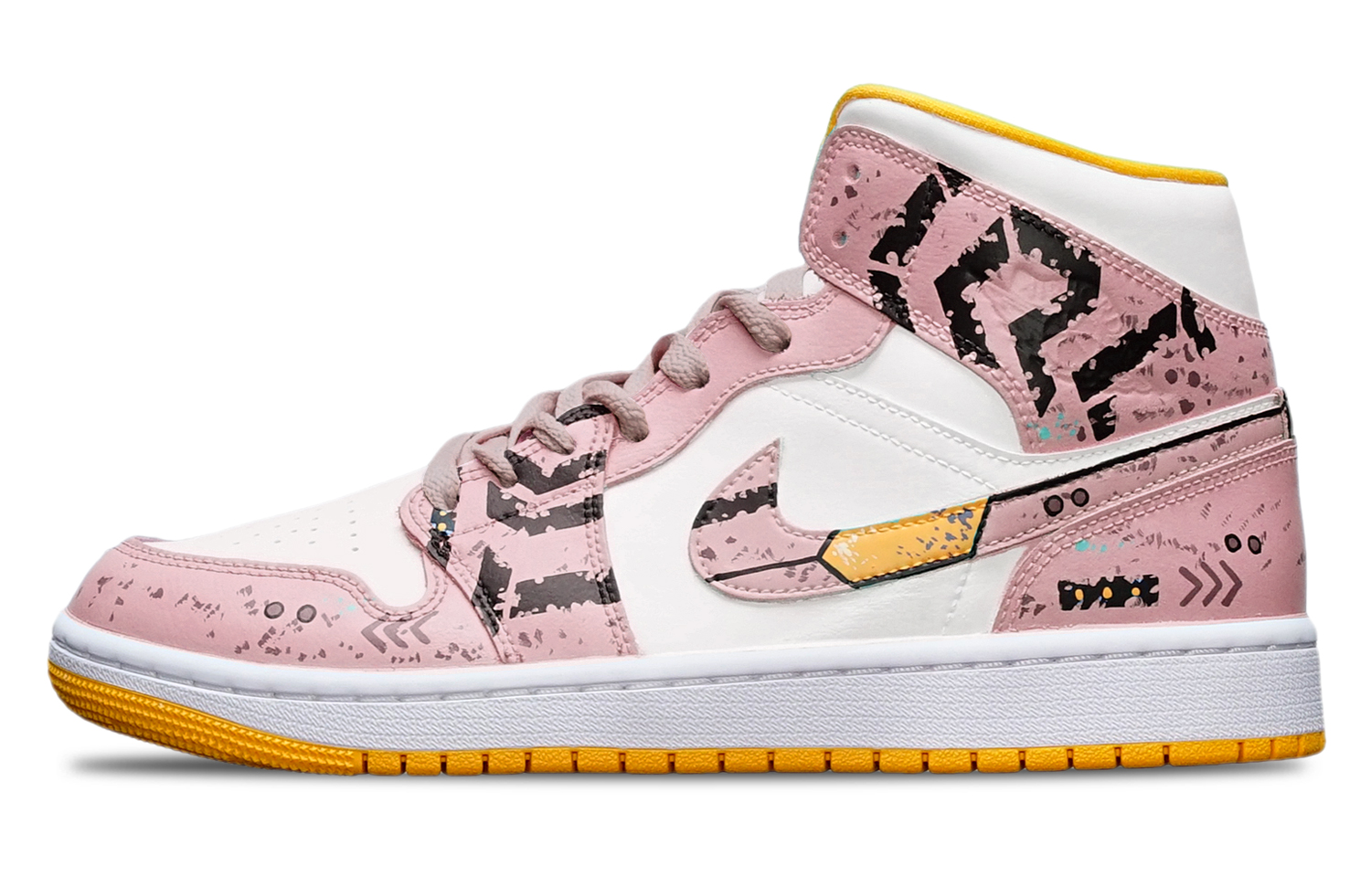 Order (W) [Kasut Custom] Air Jordan 1 Mid 'Cyberpunk Gundam Deconstructed-Putih' BQ6472-117(TeamT-战损III藕白S-BOX)