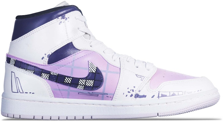 (W) 에어 조던 1 미드 "사이버펑크 플레이드" (핑크/화이트/퍼플) BQ6472-500(Team36-女款破坏格纹粉紫) Order (W) 에어 조던 1 미드 "사이버펑크 플레이드" (핑크/화이트/퍼플) BQ6472-500(Team36-女款破坏格纹粉紫)