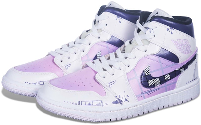 (W) 에어 조던 1 미드 "사이버펑크 플레이드" (핑크/화이트/퍼플) BQ6472-500(Team36-女款破坏格纹粉紫) Lookbook (W) 에어 조던 1 미드 "사이버펑크 플레이드" (핑크/화이트/퍼플) BQ6472-500(Team36-女款破坏格纹粉紫)