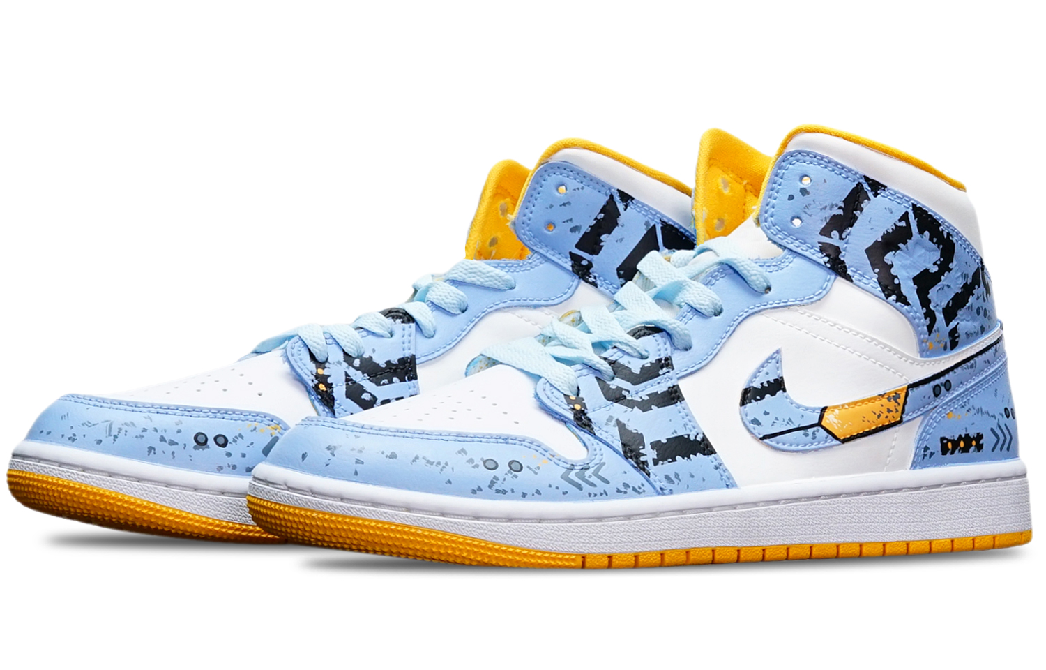 Lookbook (W) Zapatillas Air Jordan 1 Mid 'Cyberpunk Gundam Azul Niebla' BQ6472-117(TeamT-战损III蓝白S-BOX)