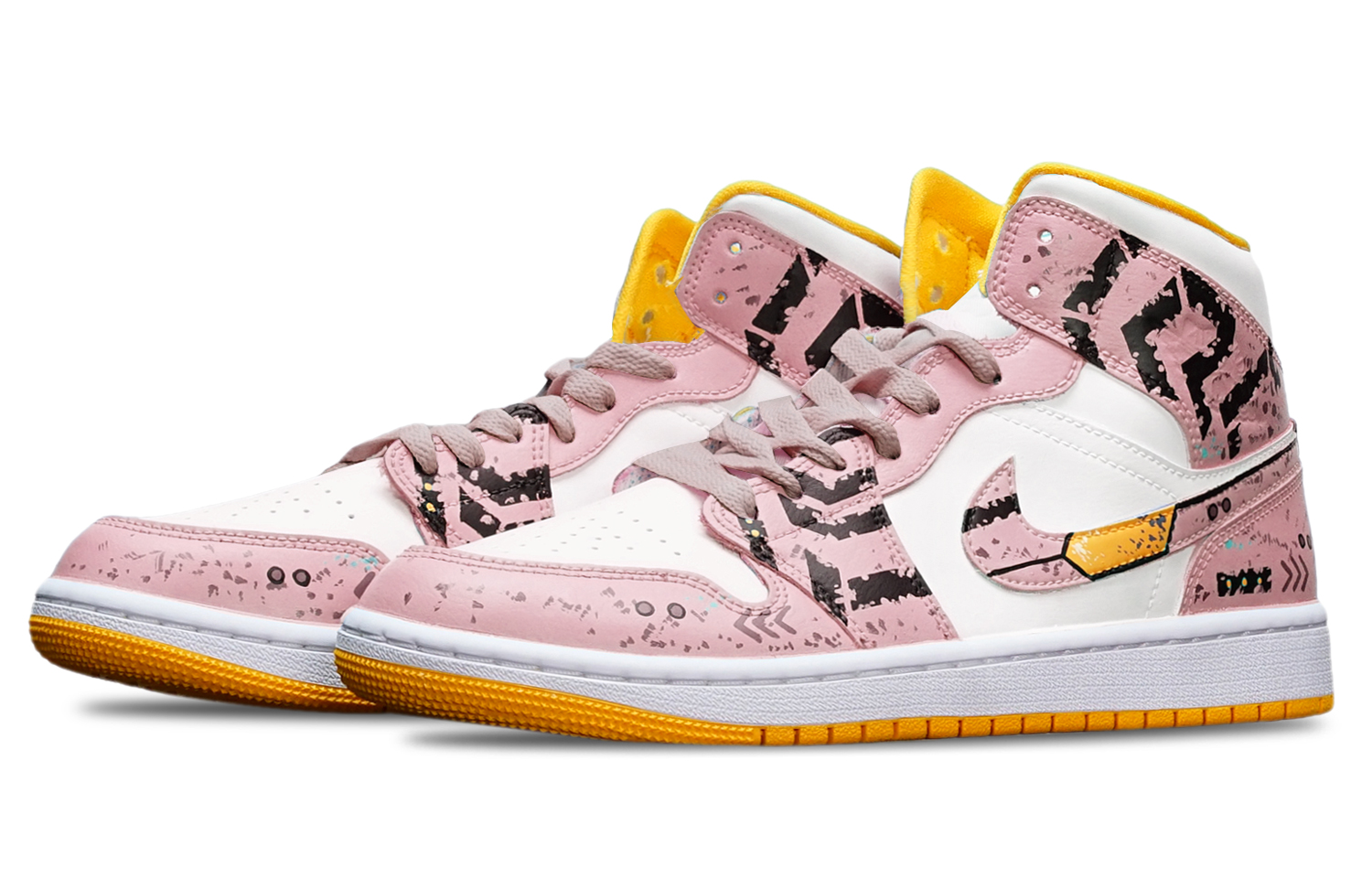 Shop (W) [Kasut Custom] Air Jordan 1 Mid 'Cyberpunk Gundam Deconstructed-Putih' BQ6472-117(TeamT-战损III藕白S-BOX)