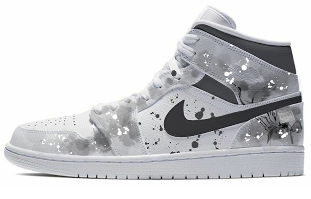【定制球鞋】Jordan Air Jordan 1 Mid White 中國風 水墨丹青 達芬奇定制 中幫 復古籃球鞋 女款 黑白灰 Buy 【定制球鞋】Jordan Air Jordan 1 Mid White 中國風 水墨丹青 達芬奇定制 中幫 復古籃球鞋 女款 黑白灰