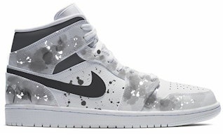 【定制球鞋】Jordan Air Jordan 1 Mid White 中國風 水墨丹青 達芬奇定制 中幫 復古籃球鞋 女款 黑白灰 Order 【定制球鞋】Jordan Air Jordan 1 Mid White 中國風 水墨丹青 達芬奇定制 中幫 復古籃球鞋 女款 黑白灰