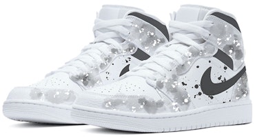 【定制球鞋】Jordan Air Jordan 1 Mid White 中國風 水墨丹青 達芬奇定制 中幫 復古籃球鞋 女款 黑白灰 Lookbook 【定制球鞋】Jordan Air Jordan 1 Mid White 中國風 水墨丹青 達芬奇定制 中幫 復古籃球鞋 女款 黑白灰