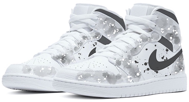 【定制球鞋】Jordan Air Jordan 1 Mid White 中國風 水墨丹青 達芬奇定制 中幫 復古籃球鞋 女款 黑白灰 Lookbook 【定制球鞋】Jordan Air Jordan 1 Mid White 中國風 水墨丹青 達芬奇定制 中幫 復古籃球鞋 女款 黑白灰