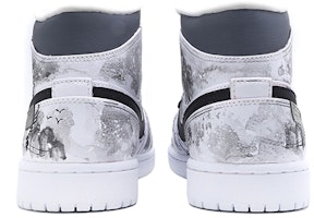 【定制球鞋】Jordan Air Jordan 1 Mid White 中國風 水墨丹青 達芬奇定制 中幫 復古籃球鞋 女款 黑白灰 Shop 【定制球鞋】Jordan Air Jordan 1 Mid White 中國風 水墨丹青 達芬奇定制 中幫 復古籃球鞋 女款 黑白灰