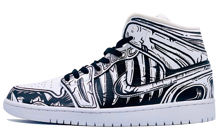 Buy (W) [Kasut Custom] Air Jordan 1 Mid 'Dark Anime Fang' 554725-130(TeamD-二次元暗黑獠牙)