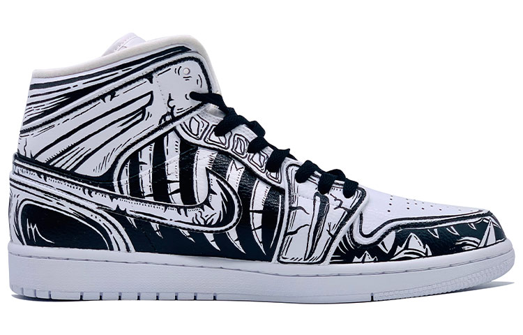 Order (W) [Kasut Custom] Air Jordan 1 Mid 'Dark Anime Fang' 554725-130(TeamD-二次元暗黑獠牙)